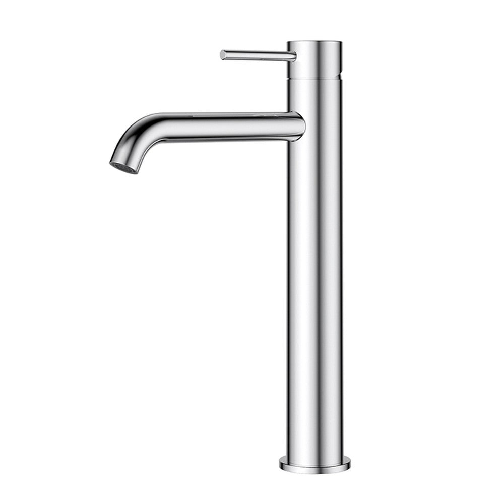 Otus Slimline SS304  Basin Mixer High Rise Curved Spout Chrome Chrome