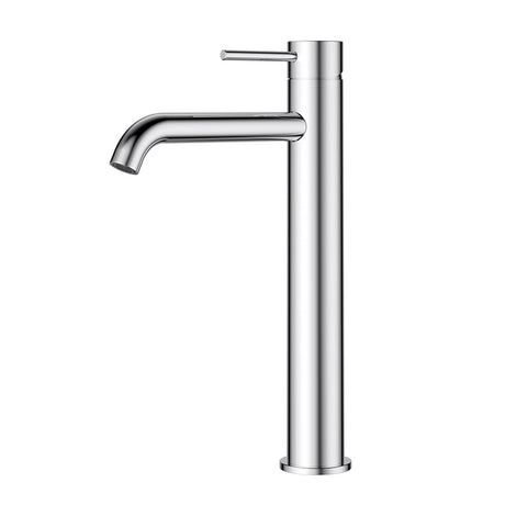 Otus Slimline SS304  Basin Mixer High Rise Curved Spout Chrome Chrome