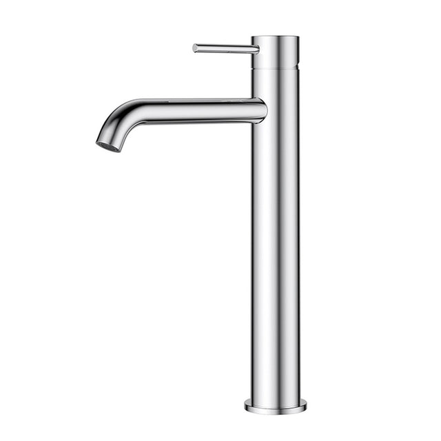 Otus Slimline SS304  Basin Mixer High Rise Curved Spout Chrome Chrome