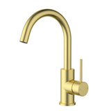 Otus Slimline SS304  Basin Mixer Gooseneck Brushed Gold Brushed Gold