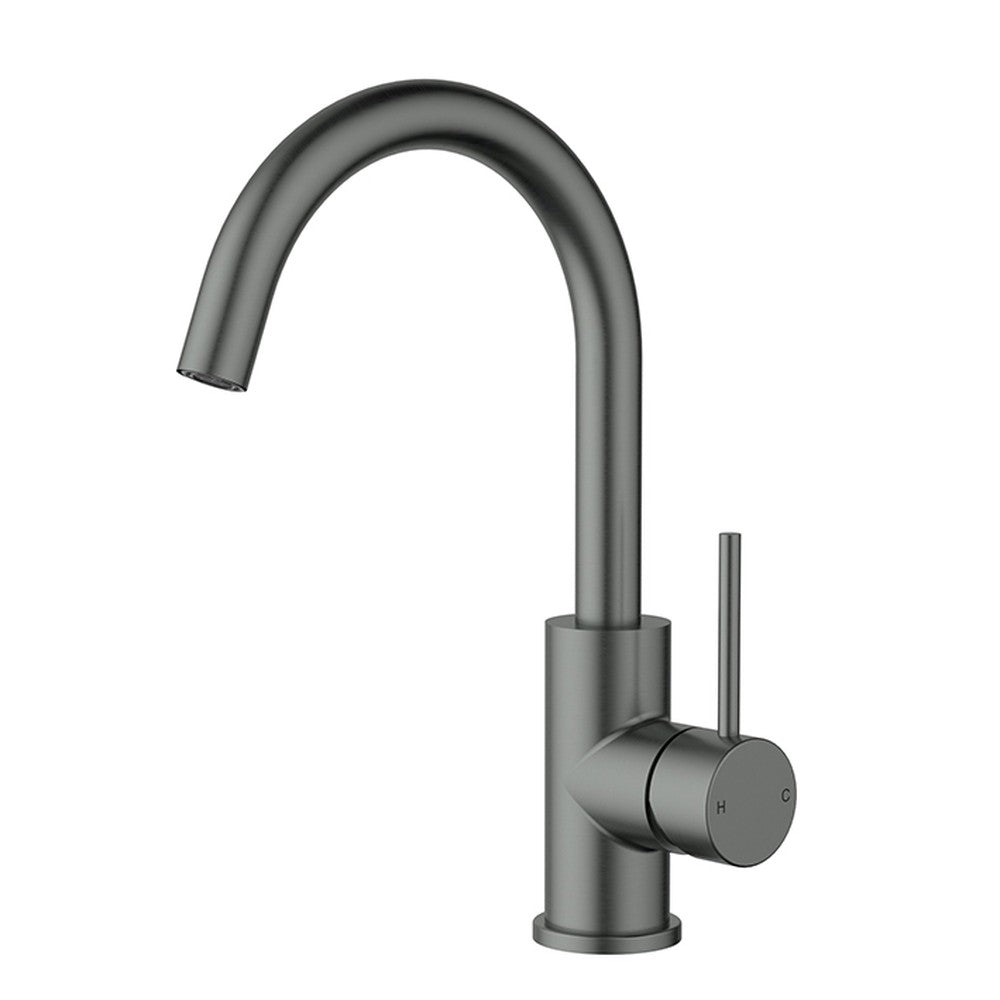 Otus Slimline SS304  Basin Mixer Gooseneck Gunmetal Gun Metal