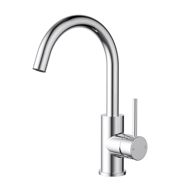 Otus Slimline SS304  Basin Mixer Gooseneck Stainless Steel Stainless Steel