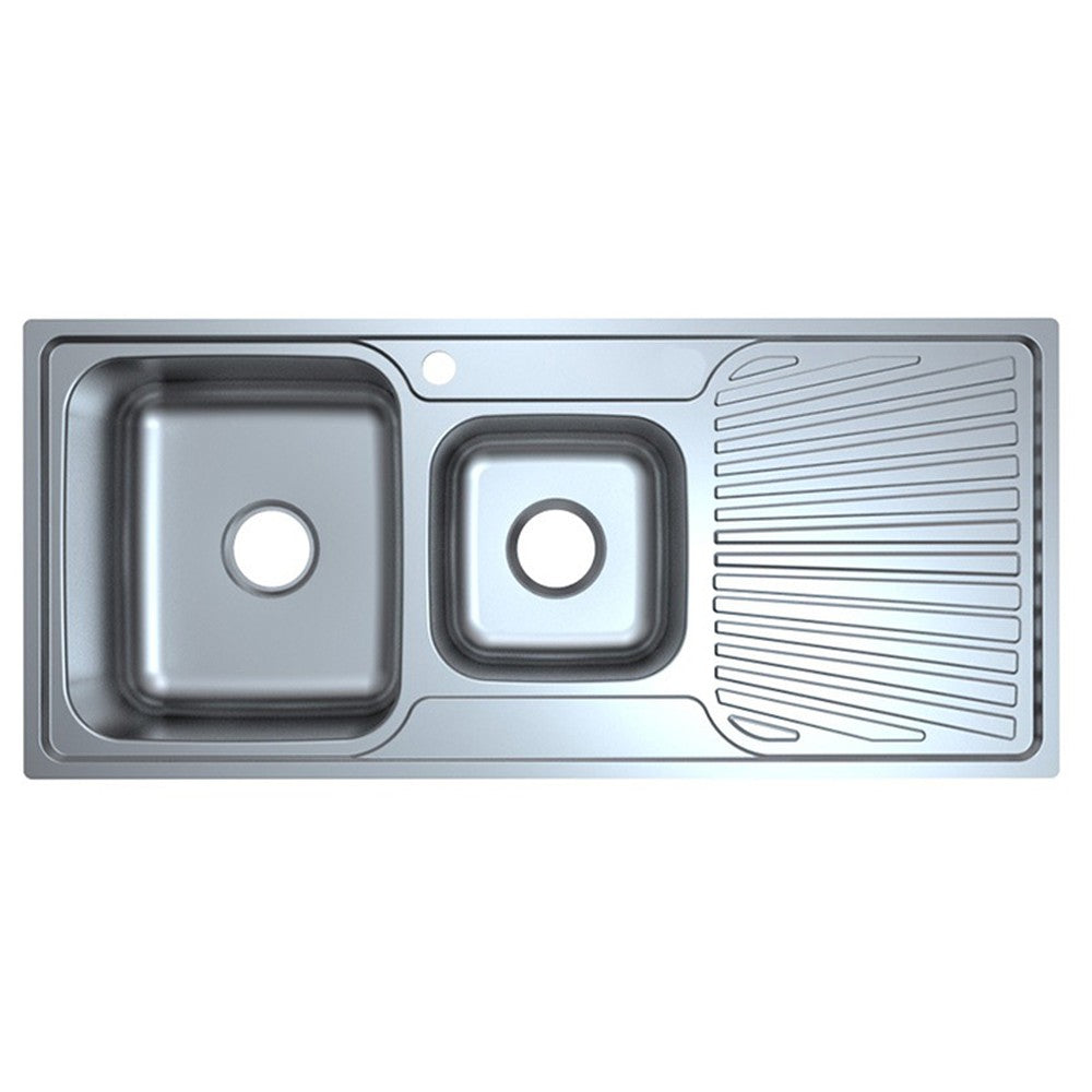 Otus 1 & 1/2 Bowl Single Drainer Sink LHB   1080mm Chrome