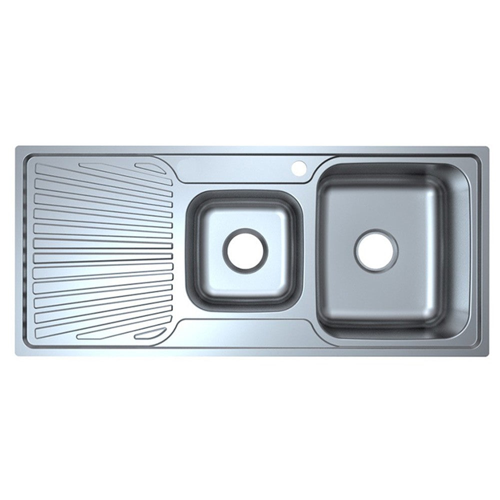 Otus 1 & 1/2 Bowl Single Drainer Sink RHB   1080mm Chrome