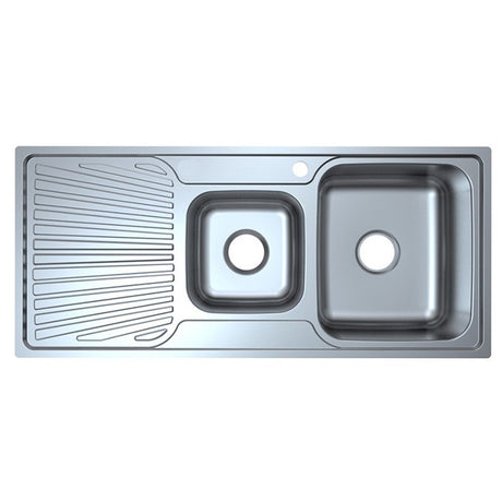 Otus 1 & 1/2 Bowl Single Drainer Sink RHB   1080mm Chrome