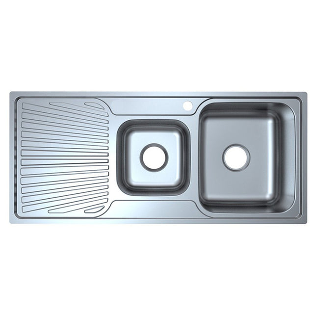 Otus 1 & 1/2 Bowl Single Drainer Sink RHB   1080mm Chrome