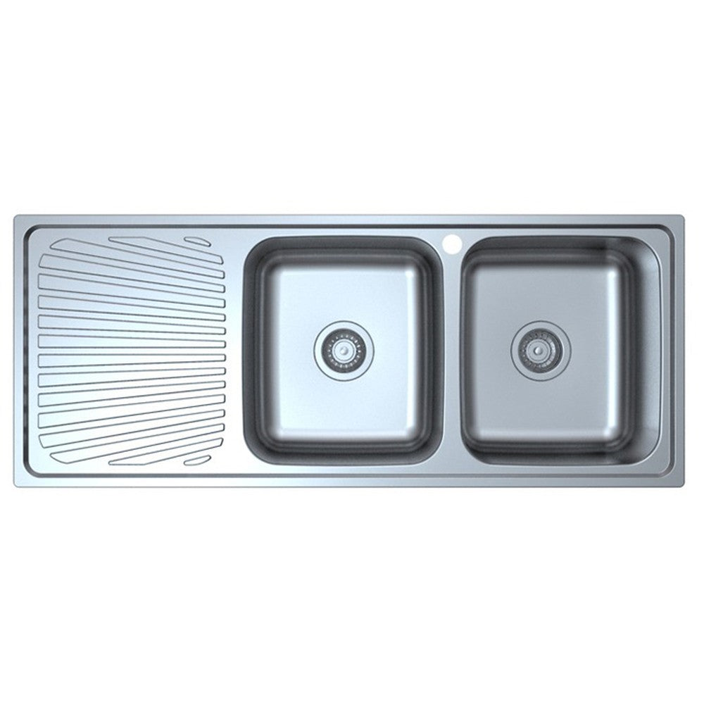 Otus Double Bowl & Single Drainer Sink RHB   1180mm Chrome