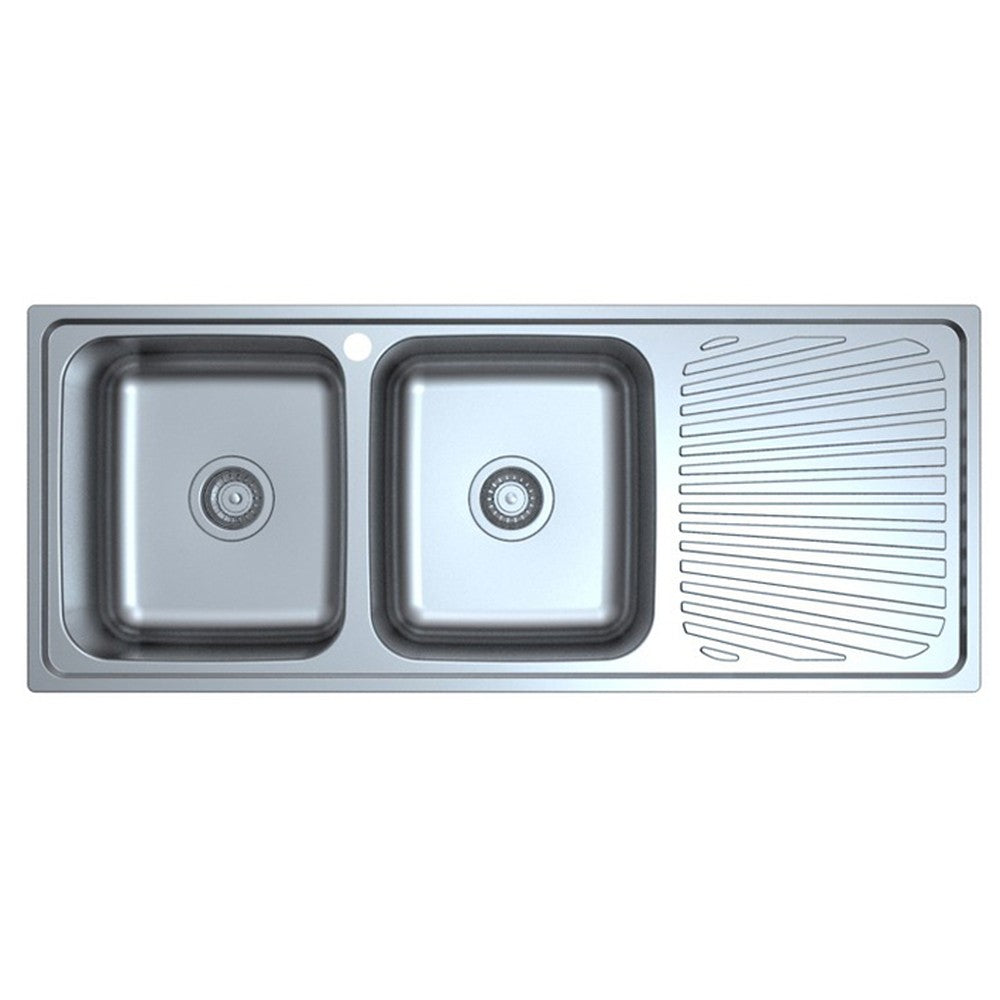 Otus Double Bowl & Single Drainer Sink LHB   1180mm Chrome