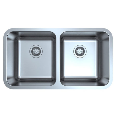 Otus Double Bowl Undermount Sink   822mm Chrome