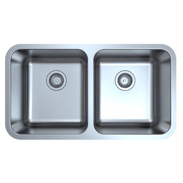 Otus Double Bowl Undermount Sink   822mm Chrome