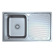 Otus Single Bowl Single Drainer Sink LHB   800mm Chrome