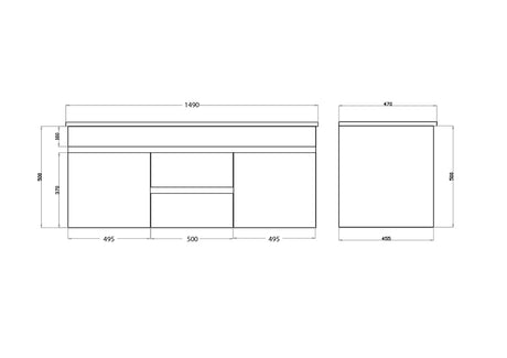 Polar Wall-Hung PVC Vanity P154DWH — detail 2