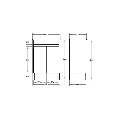 Polar Ensuite Free-Standing PVC Vanity P63LG — detail 4