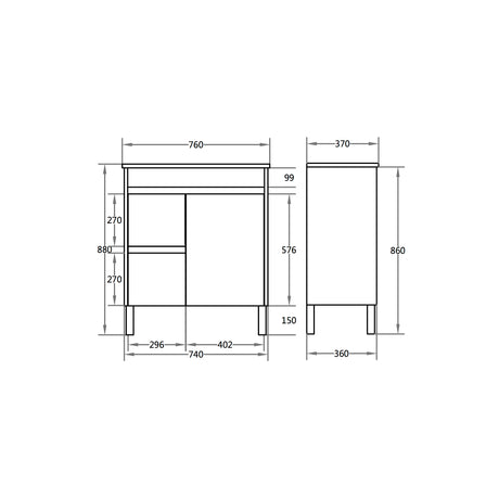 Polar Ensuite Free-Standing PVC Vanity P73LLG — detail 4