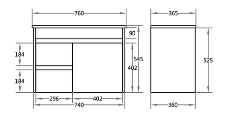 Polar Ensuite Wall-Hung PVC Vanity P73LWH — detail 2