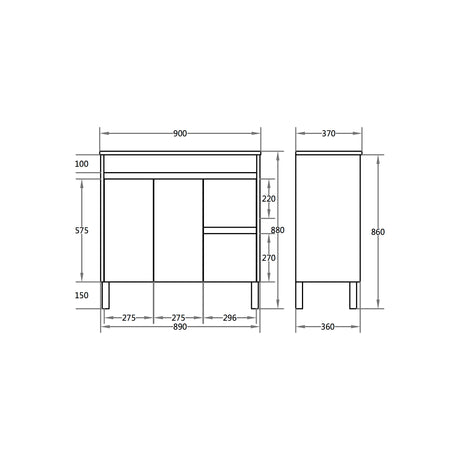 Polar Free-Standing PVC Vanity P93RLG — detail 4
