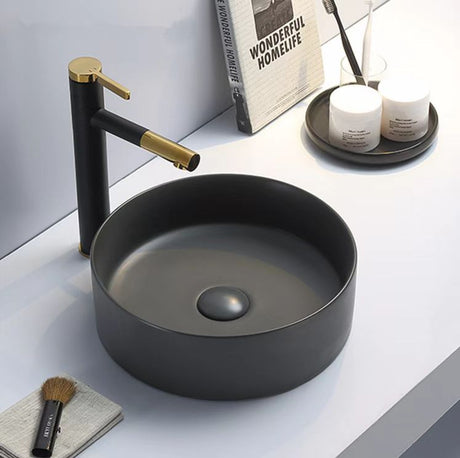 PA3511GMG Above Counter Basin, Dark Matt Grey Ceramic Basin(Round: 352*352*112mm)