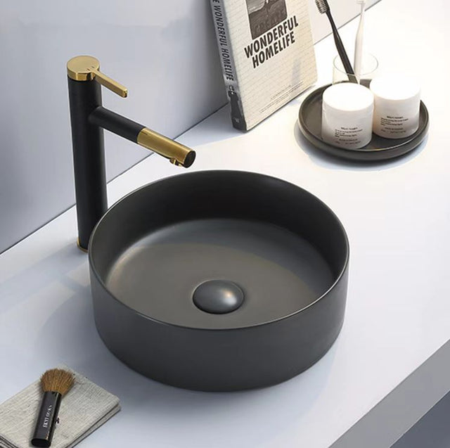 PA3511GMG Above Counter Basin, Dark Matt Grey Ceramic Basin(Round: 352*352*112mm)