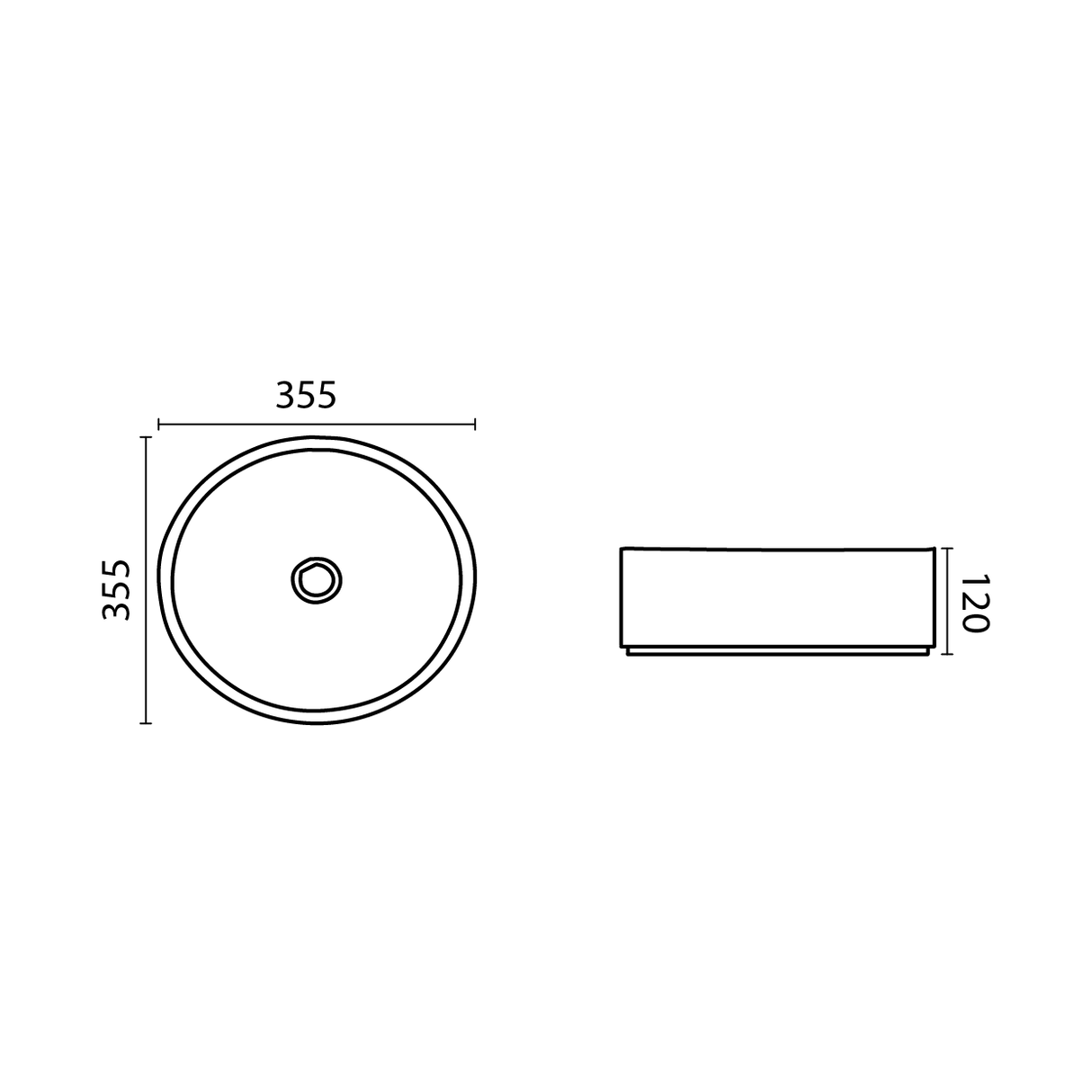 PA3535CG Above Counter Fine Ceramic Basin(Round: 355*355*120mm) — detail 2