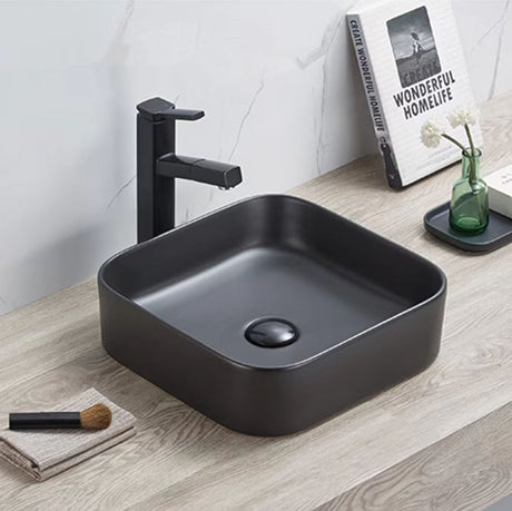 PA3711MB Ultra Slim Matt Black Fine Ceramic Basin(Square: 375*375*110mm)