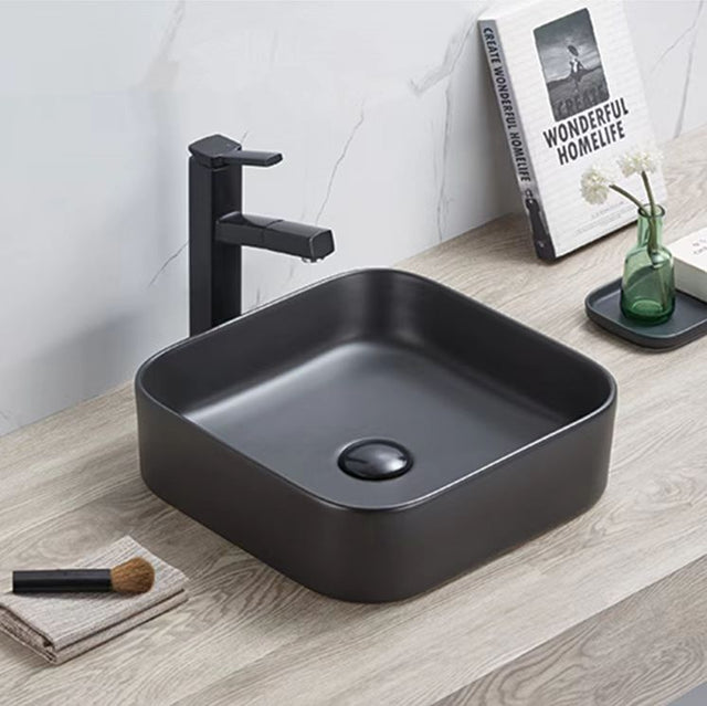 PA3711MB Ultra Slim Matt Black Fine Ceramic Basin(Square: 375*375*110mm)