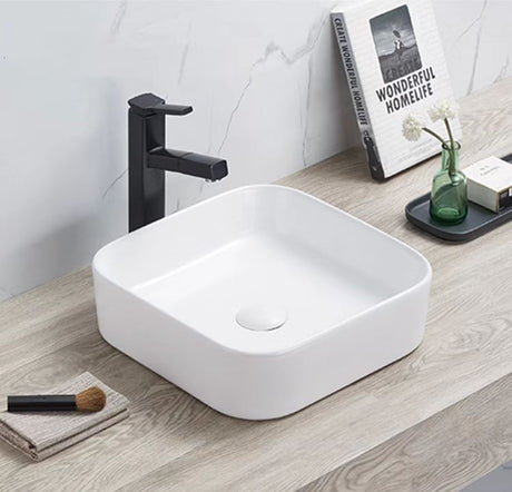 PA3711 Ultra Slim Gloss White Fine Ceramic Above Counter Basin(Square: 375*375*110mm)