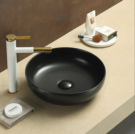 PA37378MB Above Counter Basin, Matte Black Fine Ceramic(Round: 370*370*110mm)