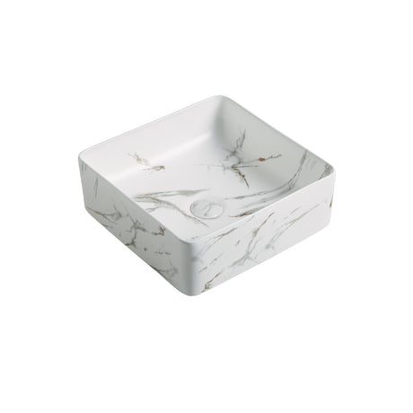 PA3737CRA Above Counter Matte White Carrara Fine Ceramic Basin(Square: 360*360*130mm)