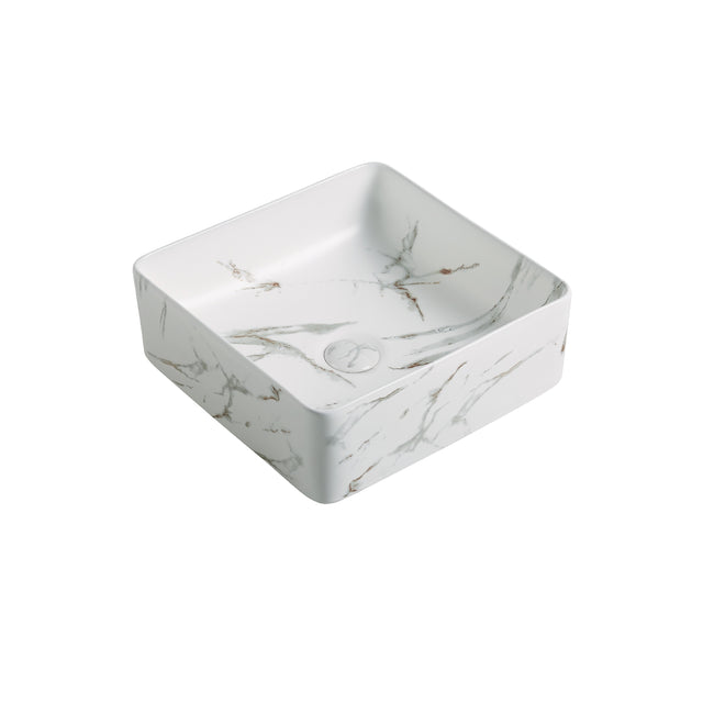 PA3737CRA Above Counter Matte White Carrara Fine Ceramic Basin(Square: 360*360*130mm)