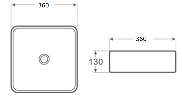 PA3737CRA Above Counter Matte White Carrara Fine Ceramic Basin(Square: 360*360*130mm) — detail 2