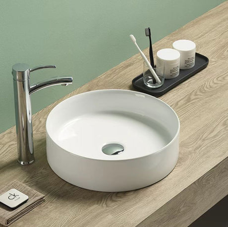 PA3911 Ultra Slim Gloss White Fine Ceramic Basin(Round: 394*394*115mm)