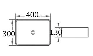 PA4030 Gloss White Above Counter Basin(Rectangle: 400*300*130mm) — detail 2