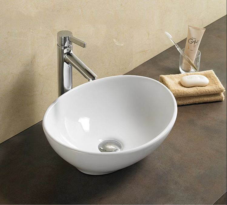 PA4134 Gloss White Fine Ceramic Above Counter Basin(Oval: 400*330*145mm)