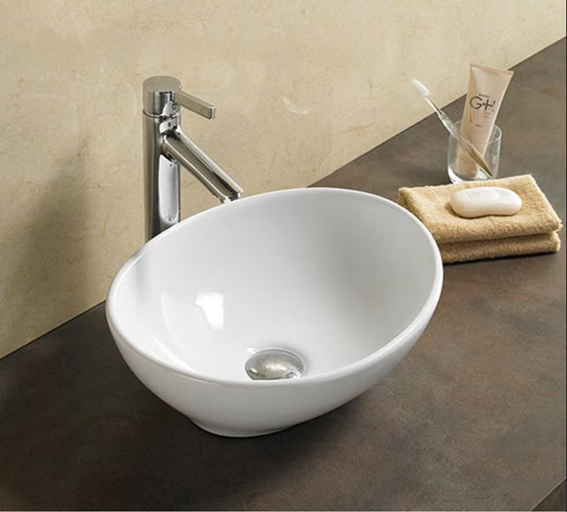 PA4134 Gloss White Fine Ceramic Above Counter Basin(Oval: 400*330*145mm)