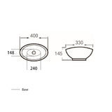 PA4134 Gloss White Fine Ceramic Above Counter Basin(Oval: 400*330*145mm) — detail 3