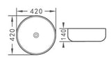 PA4242R Ultra Slim Gloss White Fine Ceramic Basin(Round: 420*420*140mm) — detail 3