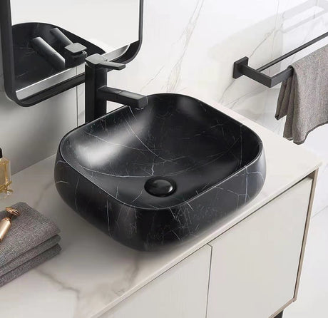 PA4540MBM Above Counter Basin Matt Black Marble Fine Ceramic(Round: 450*400*145mm)