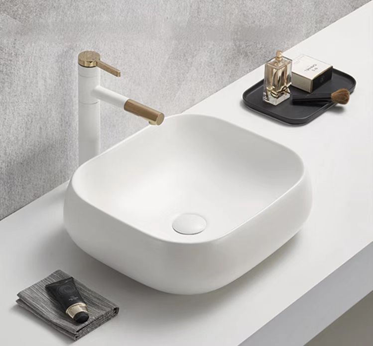 PA4540MW Above Counter Basin Matt White Fine Ceramic(Square: 450*400*145mm)