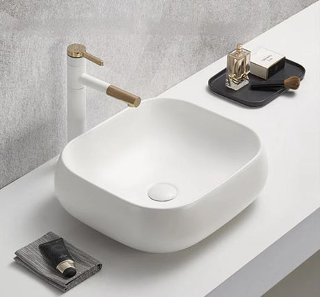 PA4540MW Above Counter Basin Matt White Fine Ceramic(Square: 450*400*145mm)
