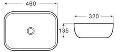 PA4632BW Above Counter Fine Ceramic Basin(Rectangle: 460*320*135mm) — detail 2