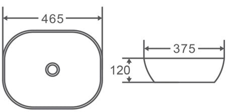 PA4637MB Ultra Slim Gloss White Fine Ceramic Basin(Rectangle: 465*375*120mm) — detail 3