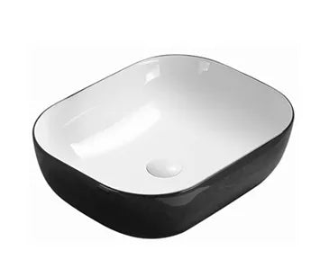PA4939BW Ultra Slim Black &amp; White Fine Ceramic Above Counter Basin(Rectangle: 505*405*140mm)