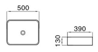 PA5039MW Above Counter Matte White Carrara Fine Ceramic Basin(Rectangle: 500*390*130mm) — detail 2
