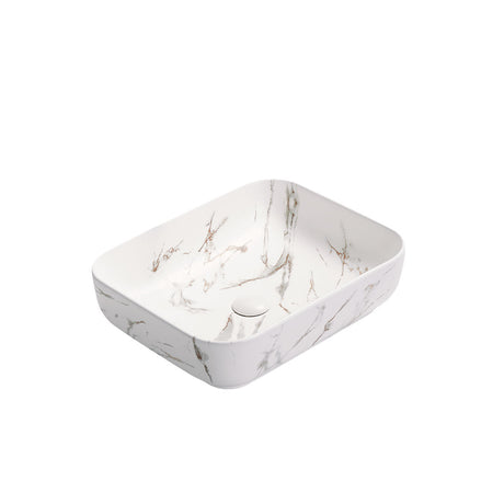 PA5039M2 Above Counter Basin Matte White Carrara With Gold Vein(Oval: 500*390*130mm) — detail 2
