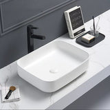 PA5039MW Above Counter Matte White Carrara Fine Ceramic Basin(Rectangle: 500*390*130mm)