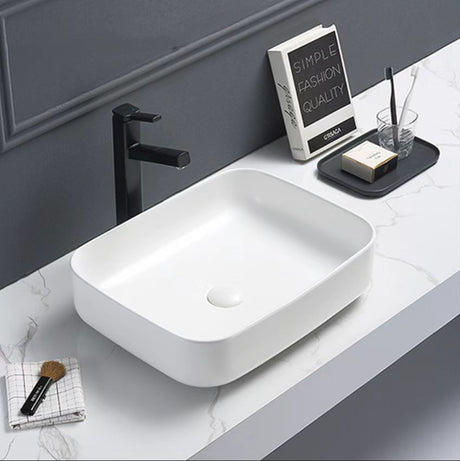 PA5039MW Above Counter Matte White Carrara Fine Ceramic Basin(Rectangle: 500*390*130mm)