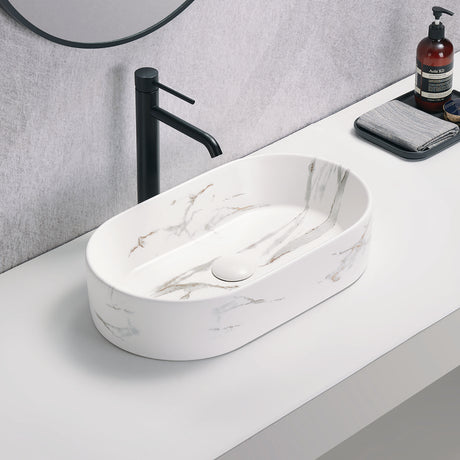 PA5230CRA Above Counter Basin White Carrara Ceramic(Oval: 525*300*115mm)