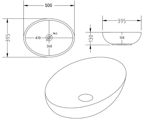 PA5239MBM Above Counter Fine Ceramic Basin(Oval: 500*395*130mm) — detail 2
