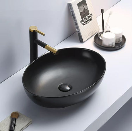 PA5239MB Above Counter Fine Ceramic Basin Matte Black (Oval: 500*395*130mm)