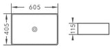 PA6140 Ultra Slim Fine Ceramic Above Counter Basin(Rectangle: 605*405*115mm) — detail 2